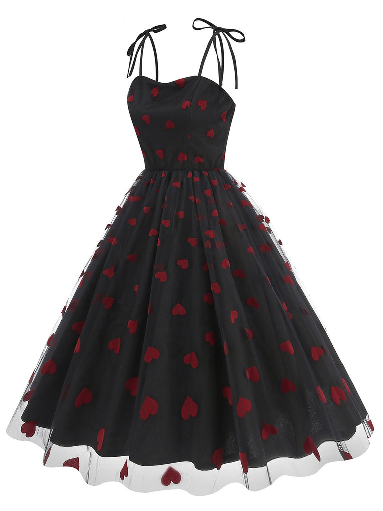 1950s Heart Mesh Patchwork Suspender Dress — a 1950s silhouette that turns sidewalks into runways