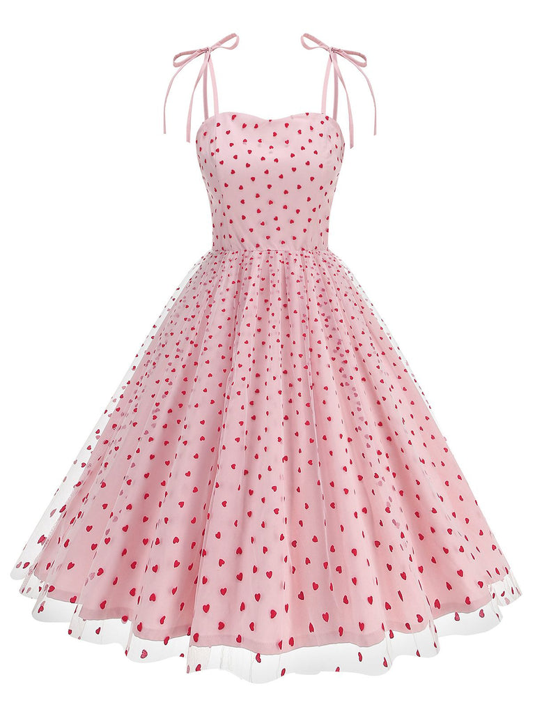 1950s Heart Mesh Patchwork Suspender Dress — a 1950s silhouette that turns sidewalks into runways