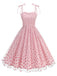 1950s Heart Mesh Patchwork Suspender Dress — a 1950s silhouette that turns sidewalks into runways