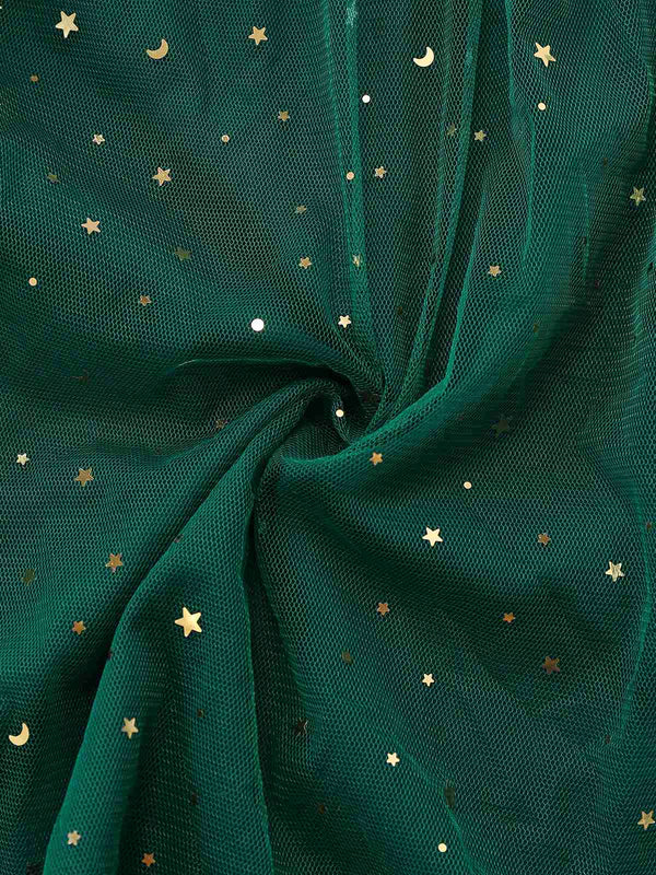 Green 1950s Glitter Shoulder Tie Ruched Dress | Retro Stage Green 1950s Glitter Shoulder Tie Ruched Dress | Retro Stage