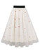She sways in this 1950s High Waist Colorful Flower Skirt and it's pure 1950s magic