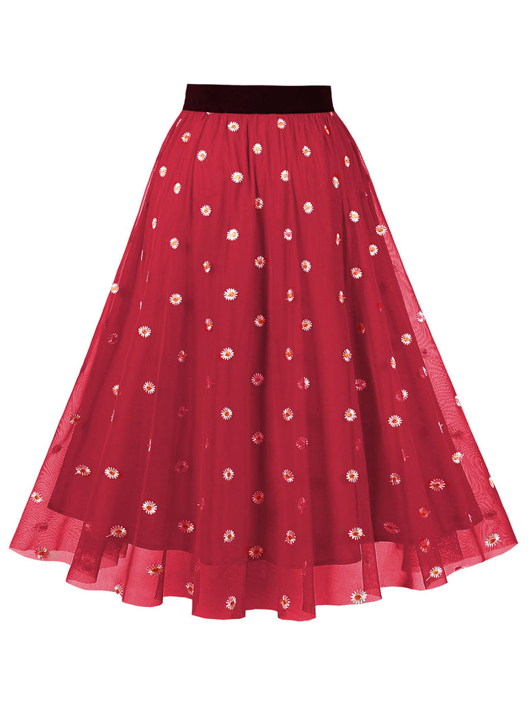 This 1950s High Waist Colorful Flower Skirt spins 1950s stories with every step