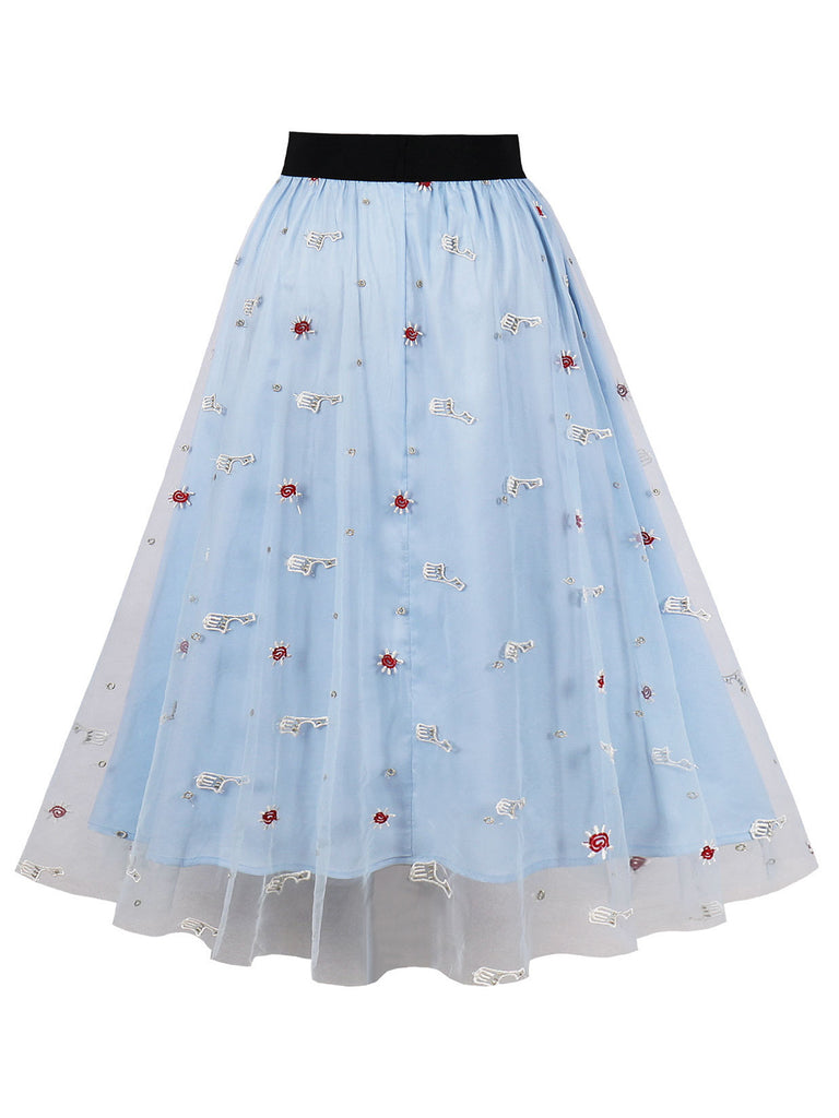 This 1950s High Waist Colorful Flower Skirt spins 1950s stories with every step