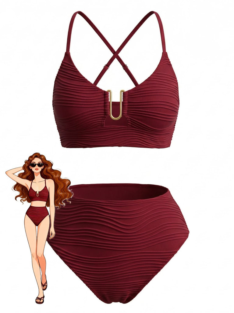 1950s High Waist Halter Tankini Set - vintage fashion, retro style