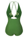 1950s Hollow Ring Backless Halter Swimsuit, vintage swimsuit, pin-up swimwear - perfect for women who love vintage and retro fashion