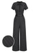 Dark Gray 1950s Striped Office Style Belted Jumpsuit - vintage jumpsuit, retro fashion