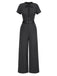 Dark Gray 1950s Striped Office Style Belted Jumpsuit - vintage jumpsuit, retro fashion
