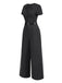 Dark Gray 1950s Striped Office Style Belted Jumpsuit - vintage jumpsuit, retro fashion