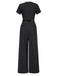 Dark Gray 1950s Striped Office Style Belted Jumpsuit - vintage jumpsuit, retro fashion
