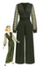 Olive Green 1950s V-Neck Sheer Polka Dot Sleeve Jumpsuit - vintage jumpsuit, retro fashion