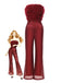 1950s Solid Feather Sequin Patchwork Strapless Jumpsuit - vintage jumpsuit, retro fashion