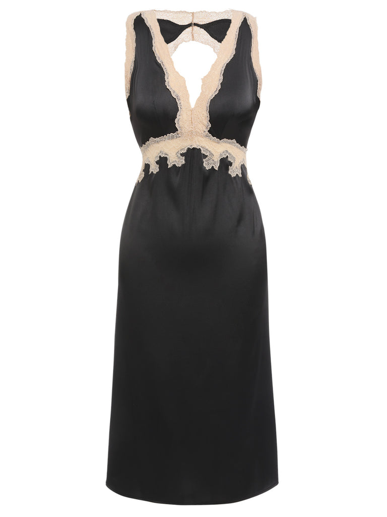 1950s Lace Backless V-Neck Satin Sleepwear — because 1950s glamour starts underneath