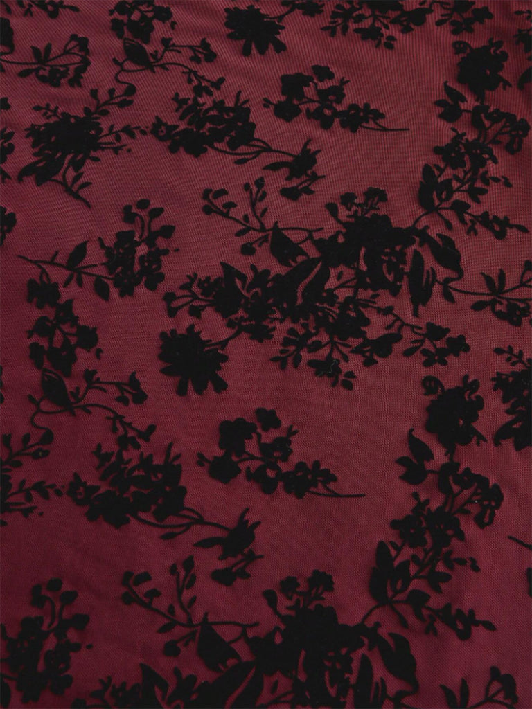 1950s Lace Floral Bishop Sleeves Dress - vintage dress, retro fashion, rockabilly