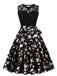1950s Lace Patchwork Cherry Floral Sleeveless Dress — a 1950s silhouette that turns sidewalks into runways