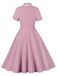 1950s Lapel Buttoned Short Sleeve Solid Dress: where 1950s romance meets her modern spirit