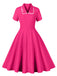 1950s Lapel Buttoned Short Sleeve Solid Dress — a 1950s silhouette that turns sidewalks into runways