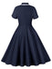 1950s Lapel Buttoned Short Sleeve Solid Dress: where 1950s romance meets her modern spirit