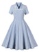1950s Lapel Buttoned Short Sleeve Solid Dress — a 1950s silhouette that turns sidewalks into runways