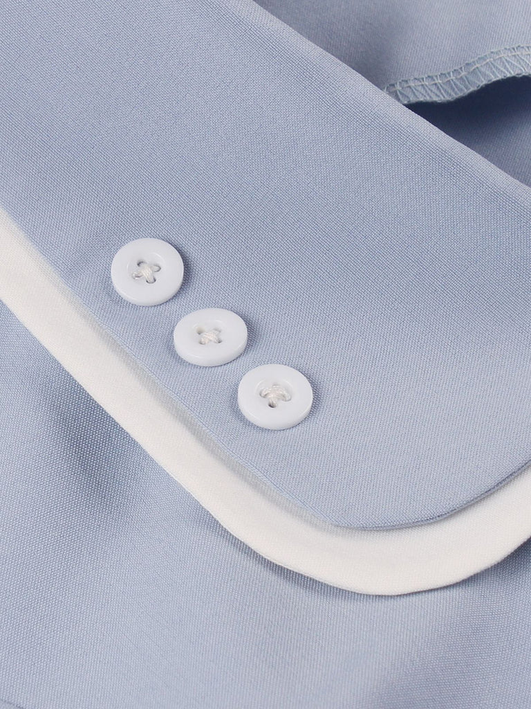1950s Lapel Buttoned Short Sleeve Solid Dress: where 1950s romance meets her modern spirit