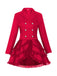 1950s Lapel Double Breasted Layered Skirted Jacket - vintage skirt, retro style, elegant red