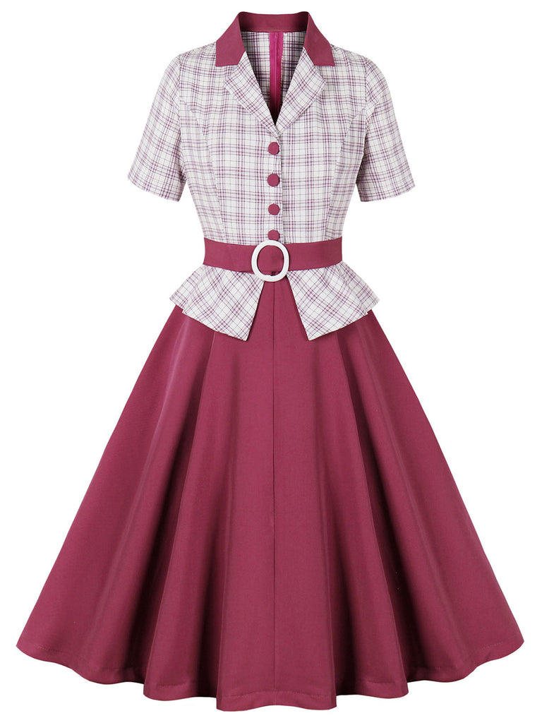 She slips into this 1950s Lapel Glen Check Belted Dress and suddenly it's a 1950s daydream