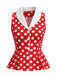 Red 1950s Vintage Polka Dot Top