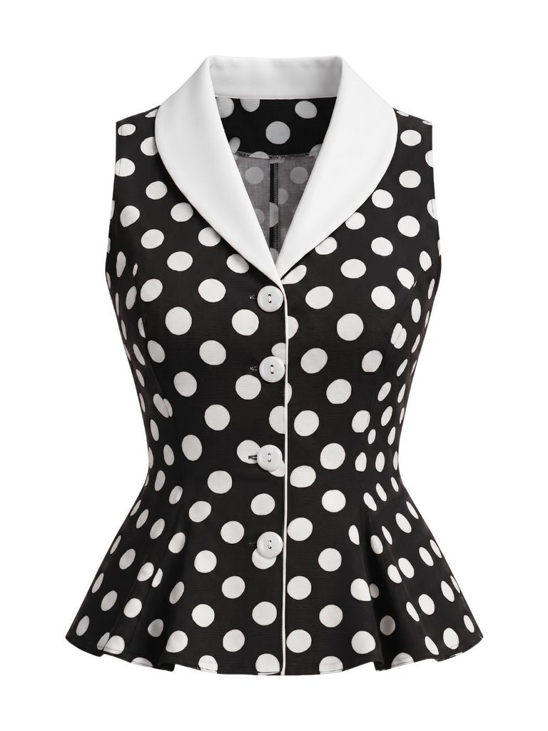 Red 1950s Vintage Polka Dot Top
