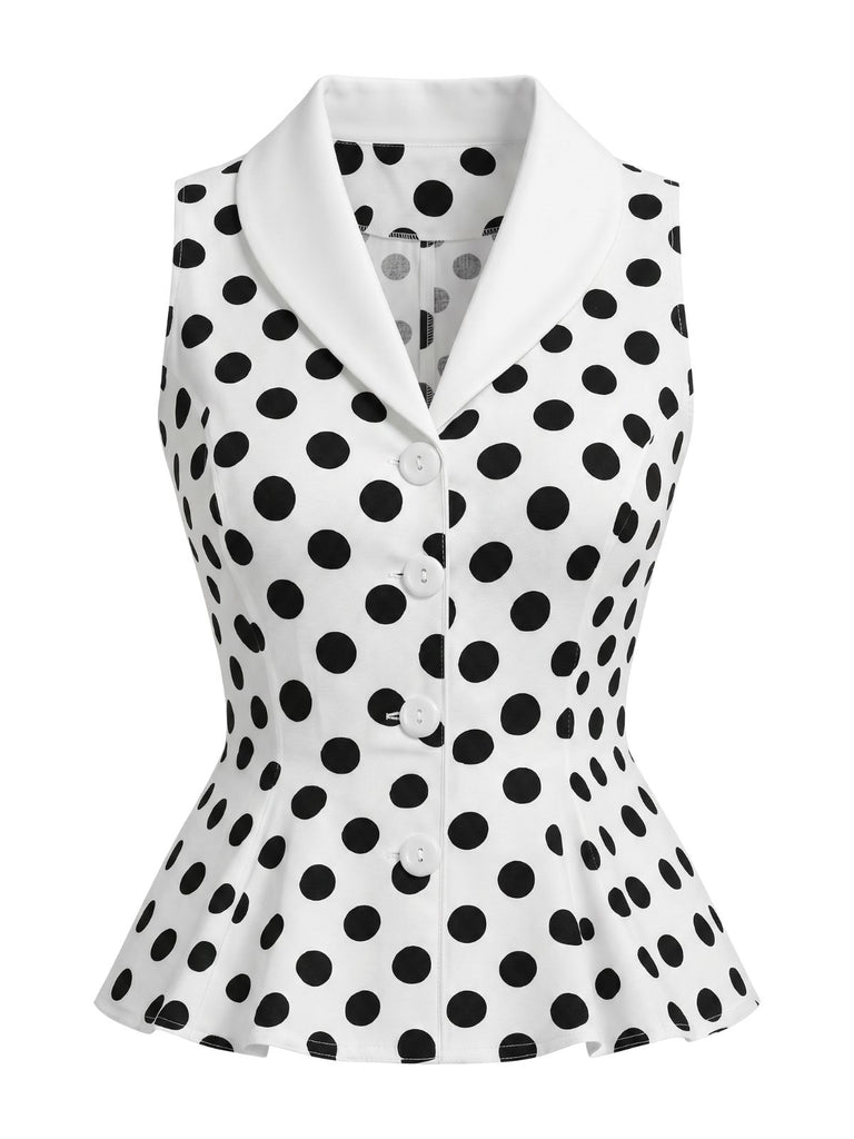 Red 1950s Vintage Polka Dot Top