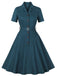 She slips into this 1950s Lapel Solid Buttons Belt Dress and suddenly it's a 1950s daydream