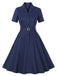 This 1950s Lapel Solid Buttons Belt Dress wraps her in 1950s elegance, one twirl at a time