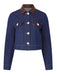 1950s Leather Collar Pocket Denim Jacket - vintage fashion, retro style