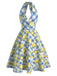 1950s-Lemon-Floral-Halter-V-Neck-Dress, vintage, retro, dress