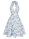 1950s-Lemon-Floral-Halter-V-Neck-Dress, vintage, retro, dress