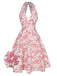 1950s-Lemon-Floral-Halter-V-Neck-Dress, vintage, retro, dress