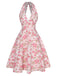 1950s-Lemon-Floral-Halter-V-Neck-Dress, vintage, retro, dress