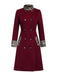Wine Red 1950s Leopard Patchwork Button Coat, vintage coat, retro outerwear - perfect for women who love vintage and retro fashion
