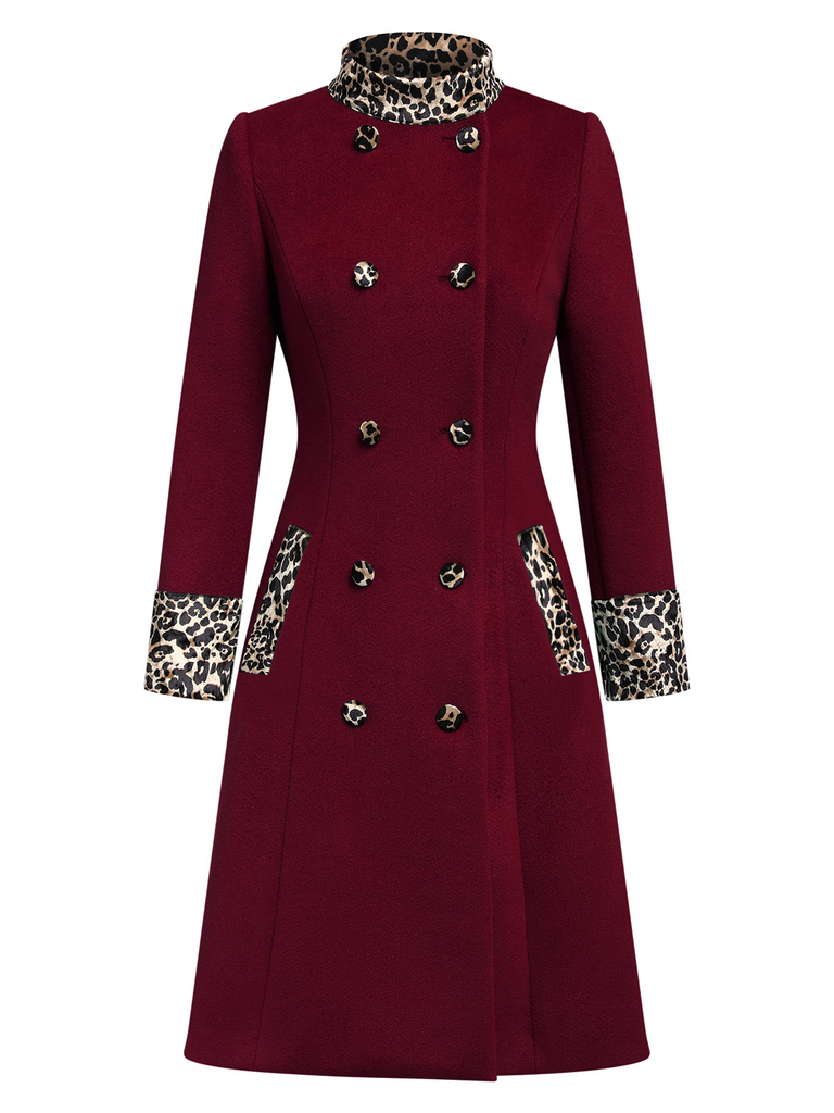 This 1950s Leopard Patchwork Button Coat is her armor of 1950s elegance
