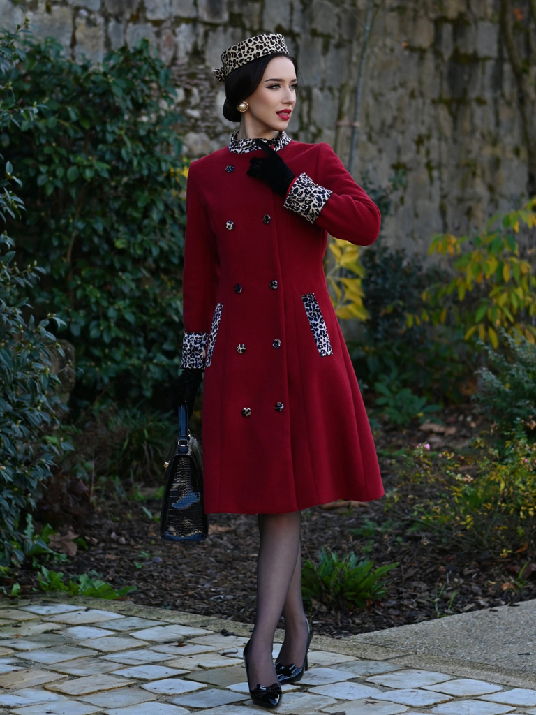 1950s Leopard Patchwork Button Coat - vintage fashion, retro style
