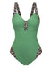 1950s Leopard V-Neck One Piece Swimsuit - vintage swimsuit, pin-up style