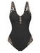 1950s Leopard V-Neck One Piece Swimsuit - vintage swimsuit, pin-up style