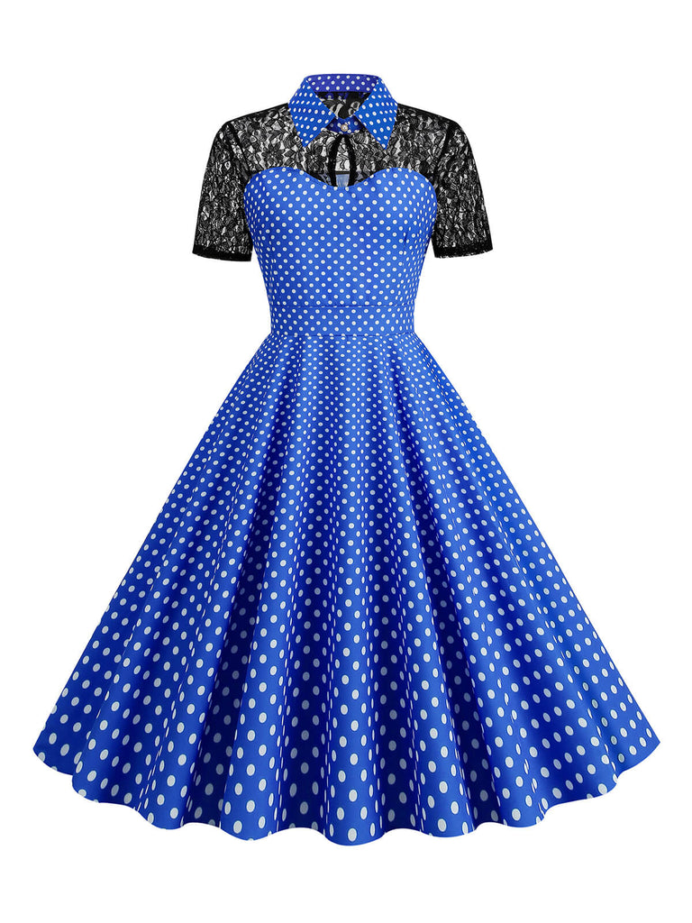 1950s Mesh Patchwork Polka Dot Dress — a 1950s silhouette that turns sidewalks into runways