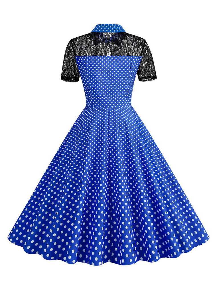 1950s Mesh Patchwork Polka Dot Dress: where 1950s romance meets her modern spirit