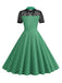 This 1950s Mesh Patchwork Polka Dot Dress wraps her in 1950s elegance, one twirl at a time