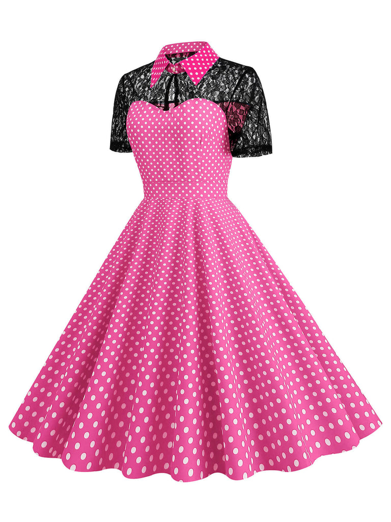 1950s Mesh Patchwork Polka Dot Dress: where 1950s romance meets her modern spirit