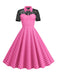 This 1950s Mesh Patchwork Polka Dot Dress wraps her in 1950s elegance, one twirl at a time