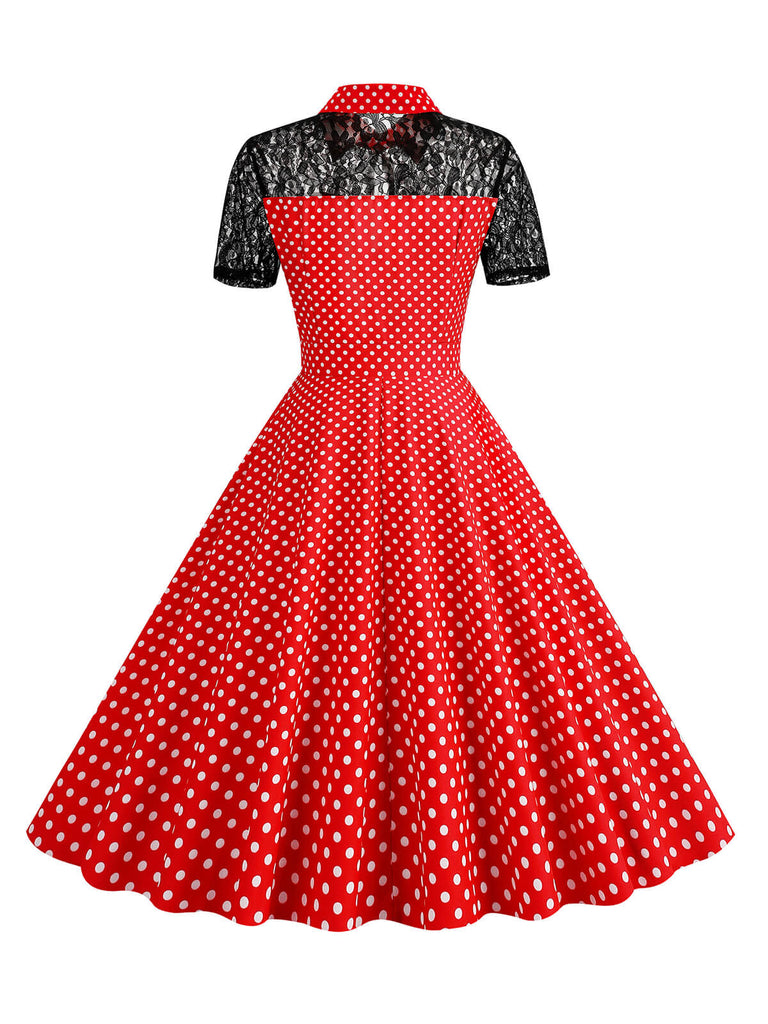 1950s Mesh Patchwork Polka Dot Dress — the kind of 1950s dress that makes strangers smile