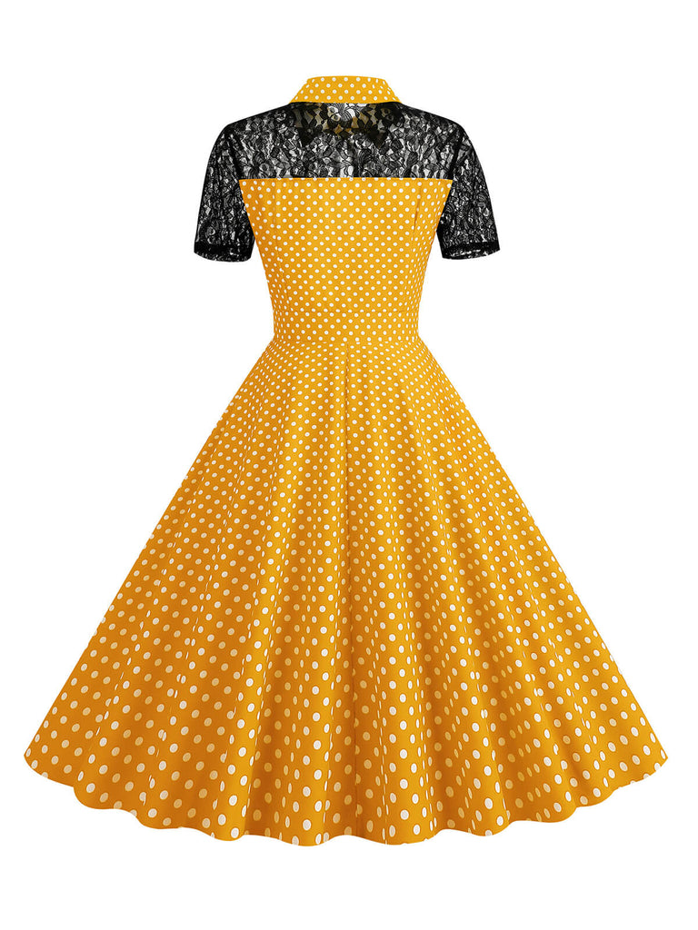 1950s Mesh Patchwork Polka Dot Dress: where 1950s romance meets her modern spirit