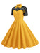 This 1950s Mesh Patchwork Polka Dot Dress wraps her in 1950s elegance, one twirl at a time