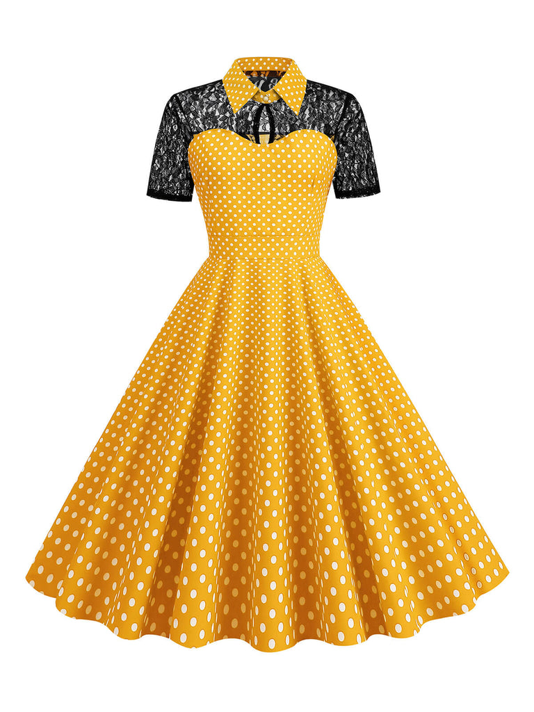 1950s Mesh Patchwork Polka Dot Dress — the kind of 1950s dress that makes strangers smile