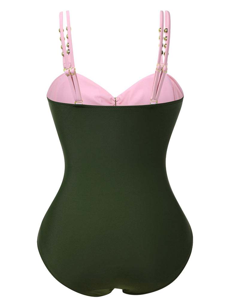 1950s Metal Button Hollow OnePiece | 1950s | vintage swimsuit, retro beachwear